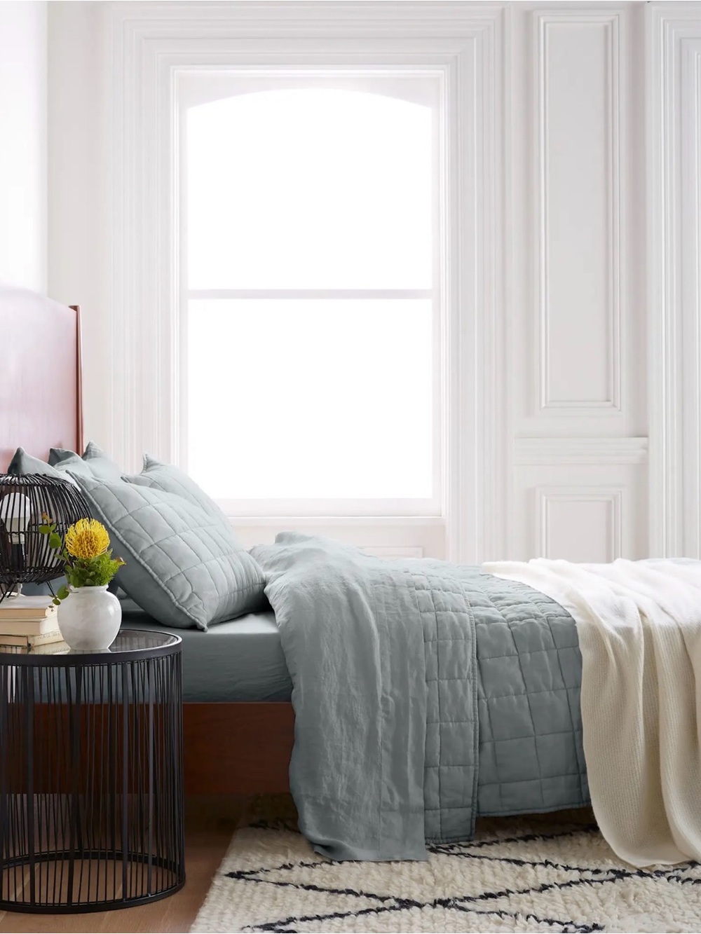 NWOT Quince European Linen Box Quilt in Mist - Full/Queen - Retail $164